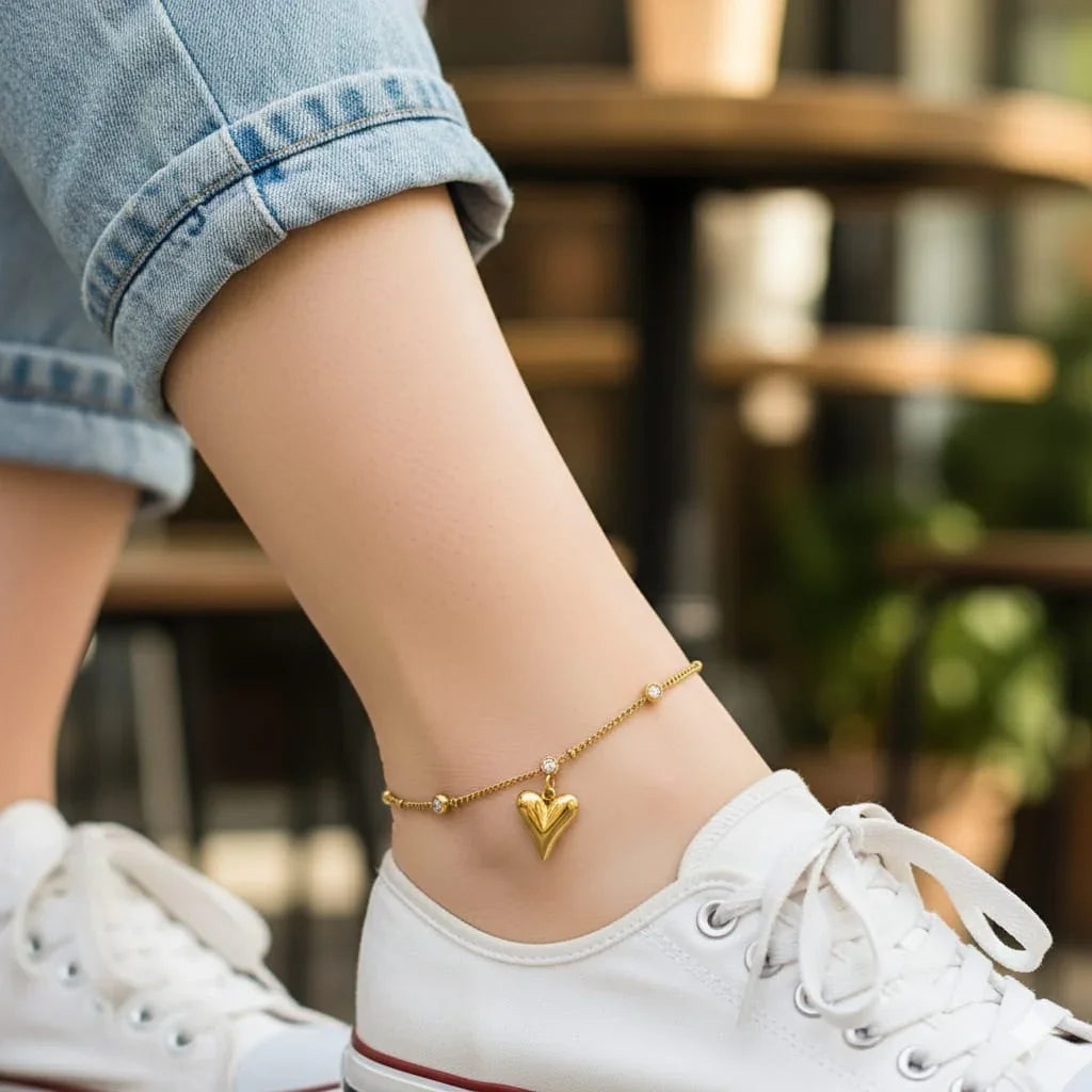 Heart Charm Anklet