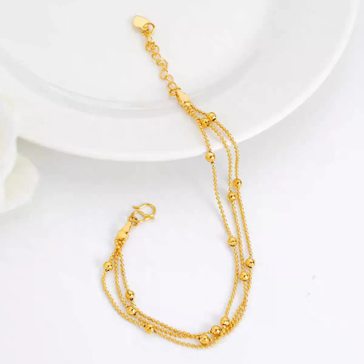 Triple-Strand Gold Ball Bracelet