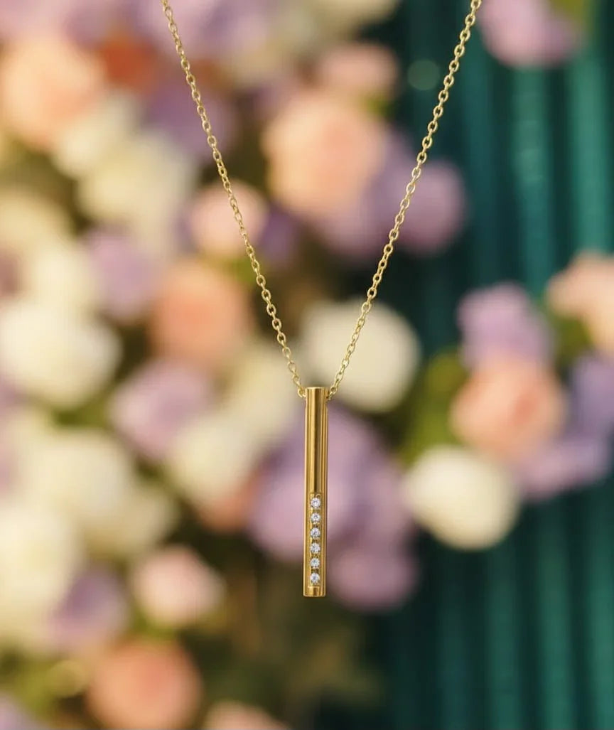 Elegant Gold Bar Pendant Neclace